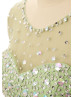 Green Tulle Beads Keyhole Back Long Prom Dress